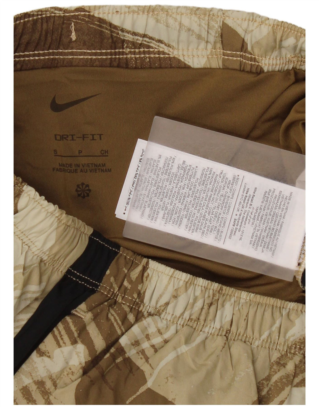Pantaloncini sportivi Nike Dri Fit da uomo piccoli in poliestere mimetico marrone