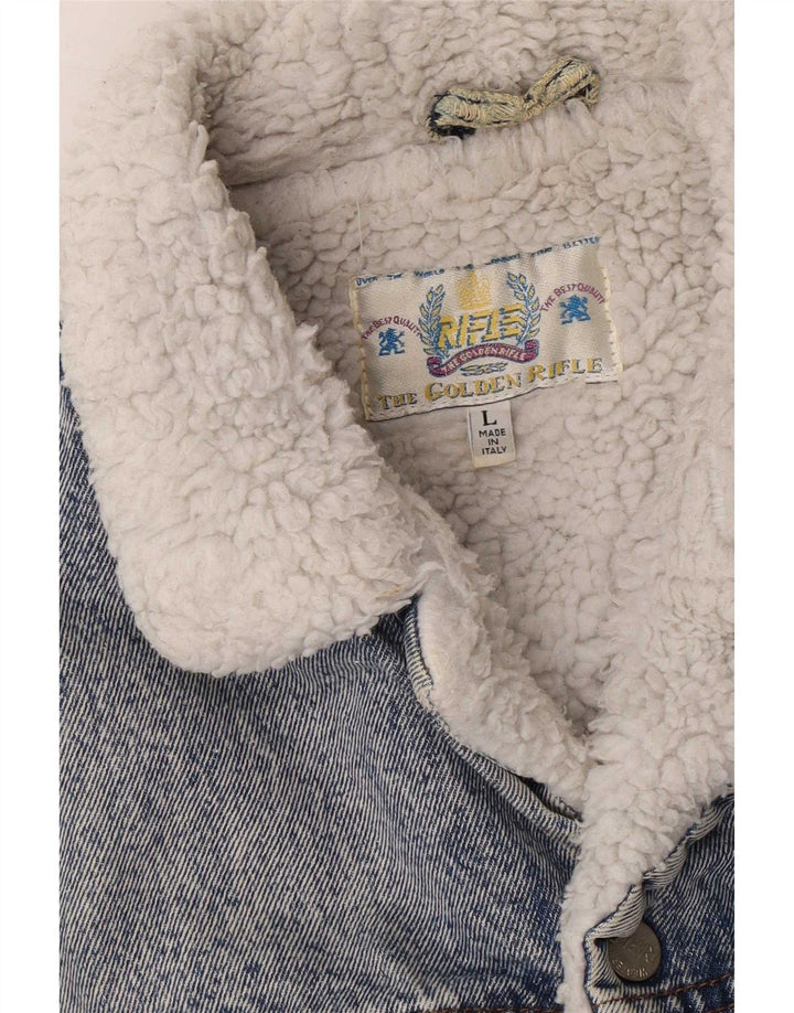 Giacca da uomo in denim Sherpa Rifle da uomo UK 40 grande blu
