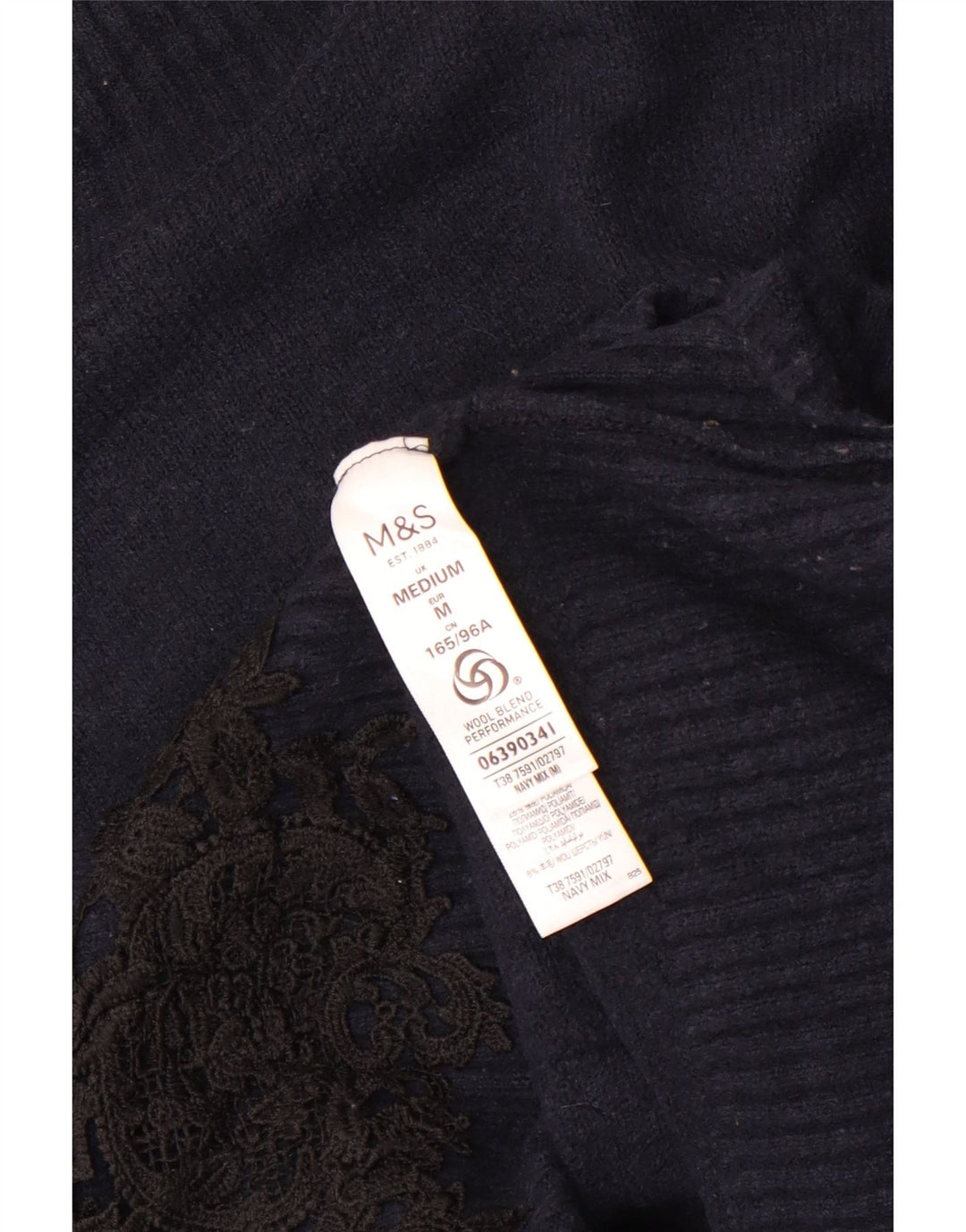 Maglione maglione a collo alto da donna Marks & Spencer UK 14 blu navy medio