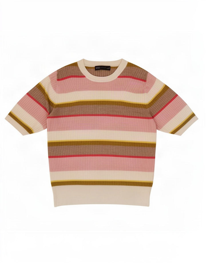 Maglietta da donna Marks & Spencer Top UK 12 media a righe multicolore