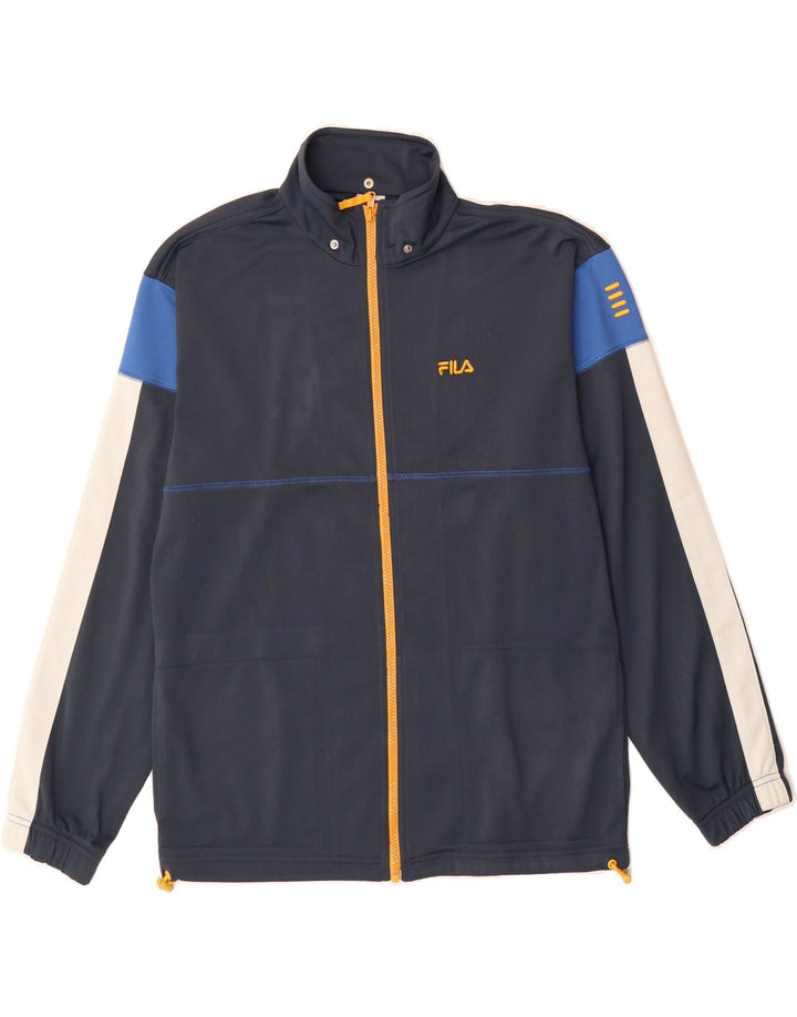 FILA Boys Tracksuit Top Jacket 13-14 Years Navy Blue Colourblock Polyester Vintage Fila and Second-Hand Fila from Messina Hembry 