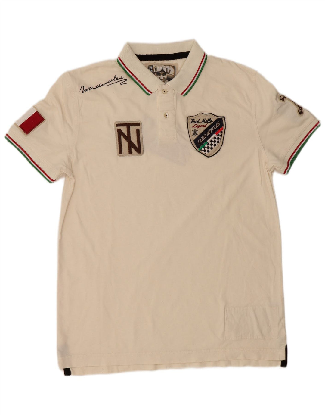 Polo grafica da uomo Fred Mello in cotone bianco sporco medio