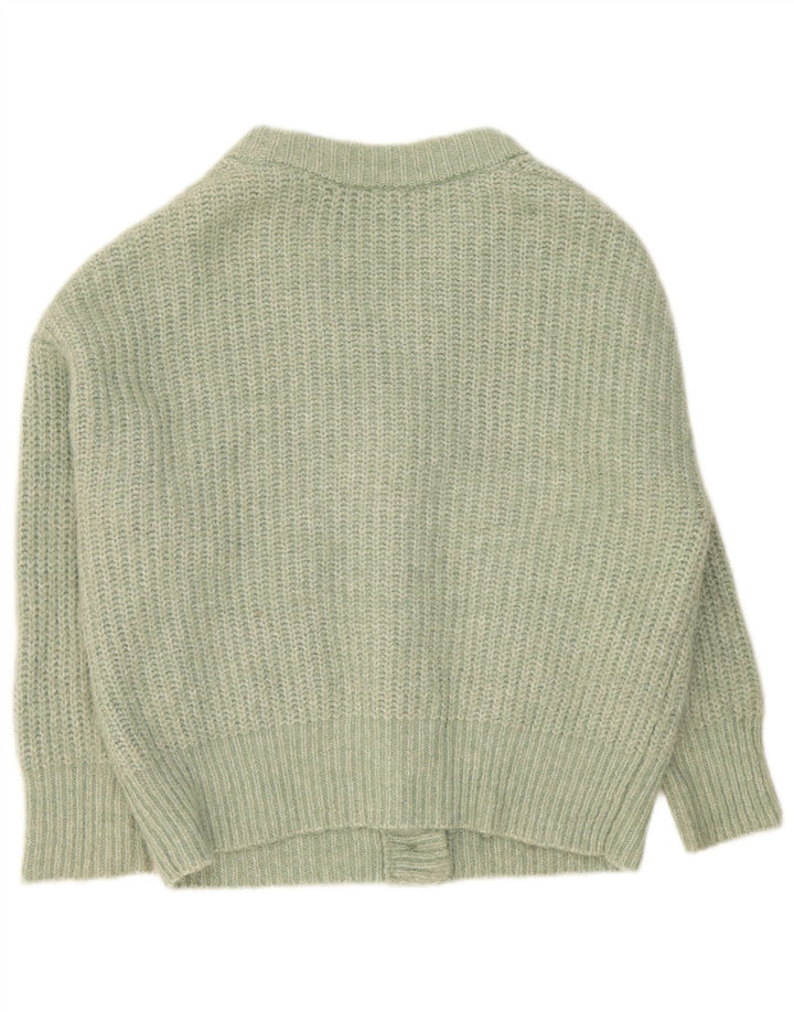 Maglione cardigan oversize da donna Zara UK 10 Piccolo poliestere screziato verde