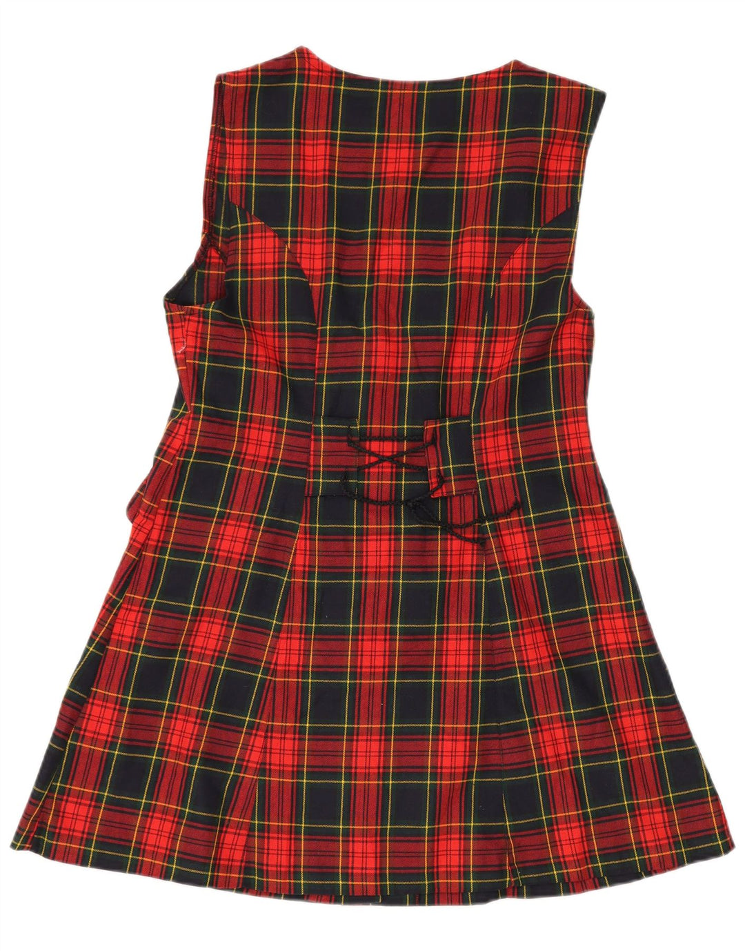 Abito a trapezio senza maniche da donna VINTAGE UK 14 Plaid rosso medio