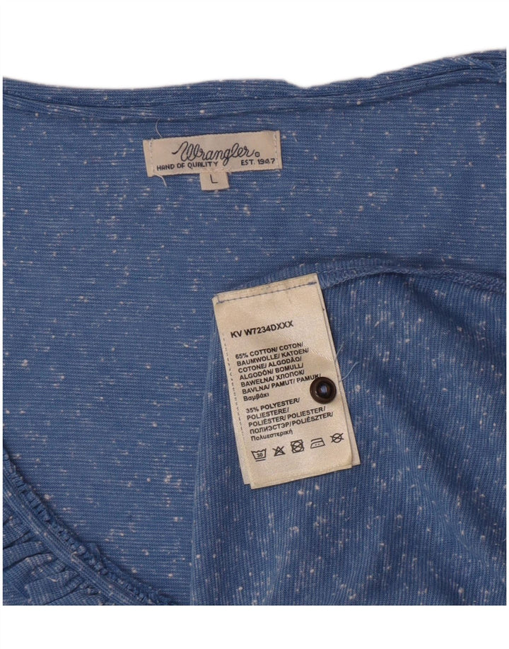 Camicetta da donna Wrangler Top UK 14 Grande cotone screziato blu