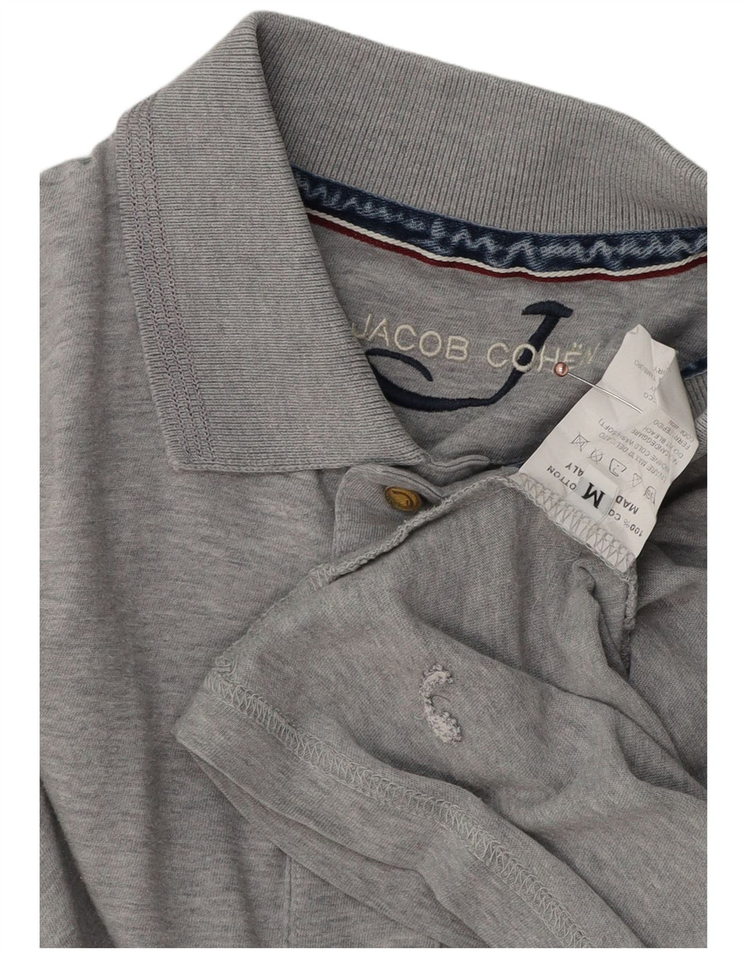 Polo da uomo a maniche lunghe JACOB COHEN in cotone screziato grigio medio