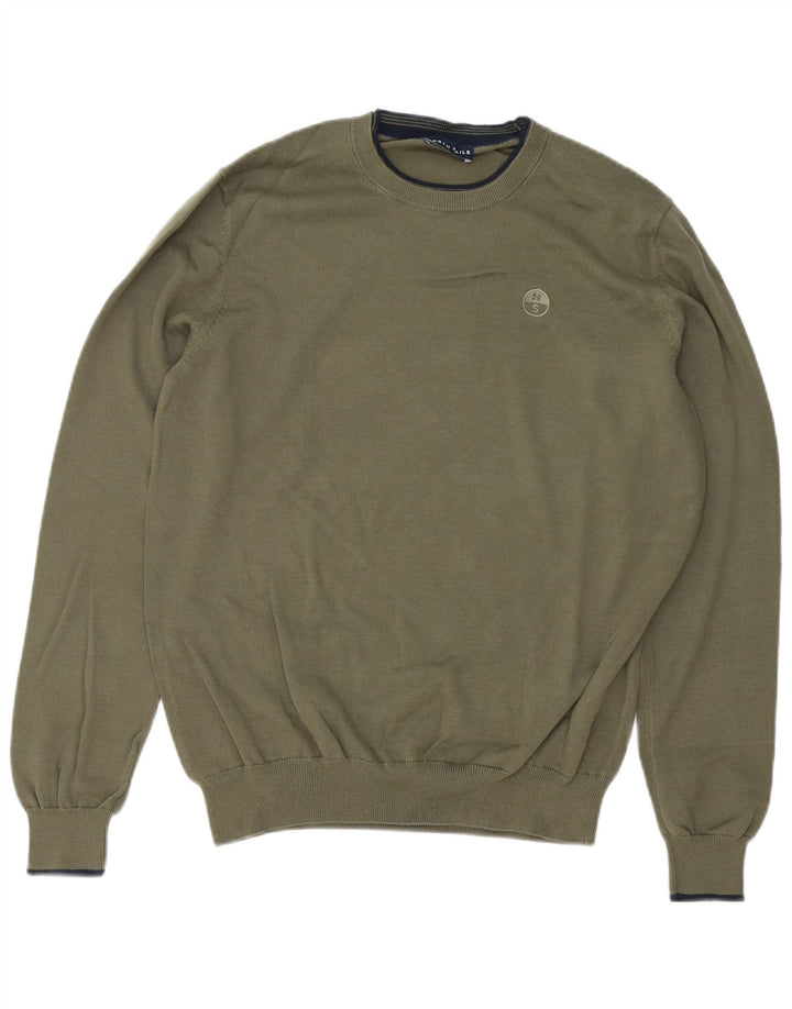 Maglione girocollo da uomo North Sails in cotone kaki medio