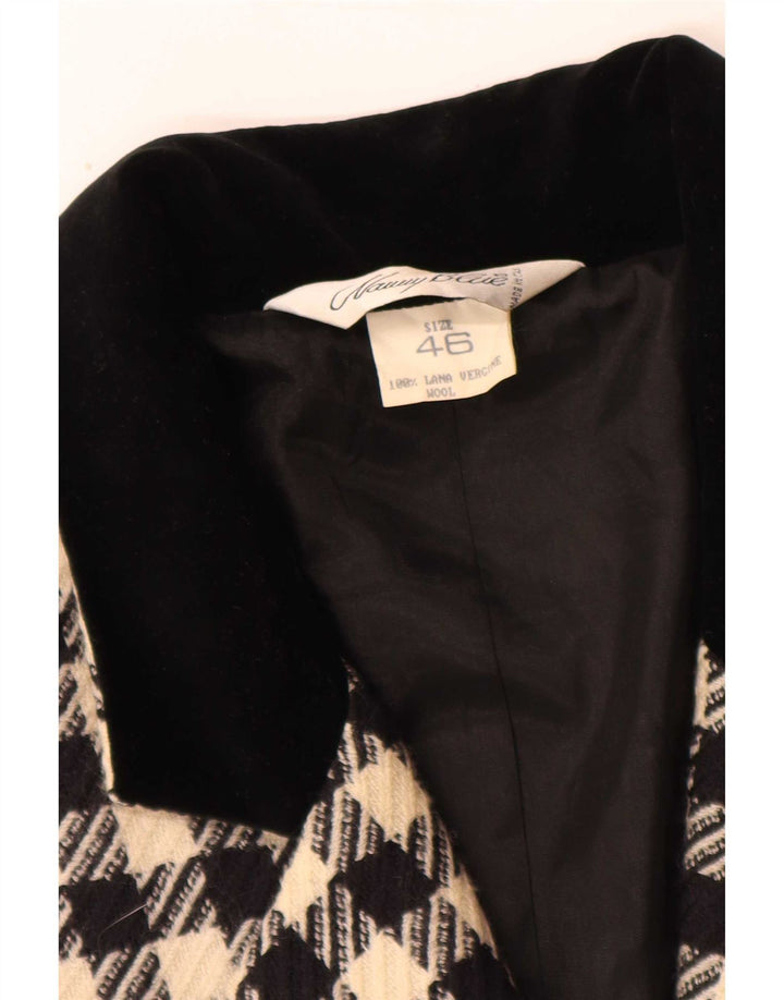 Giacca blazer vintage da donna a 3 bottoni IT 46 grande classica pied de poule nera