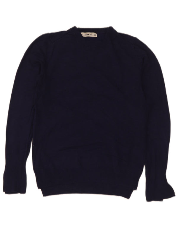 Maglione maglione girocollo da donna Zara UK 12 viscosa blu navy medio