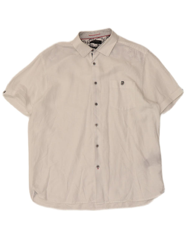 Ted Baker Camicia a maniche corte da uomo taglia 5 XL in cotone bianco