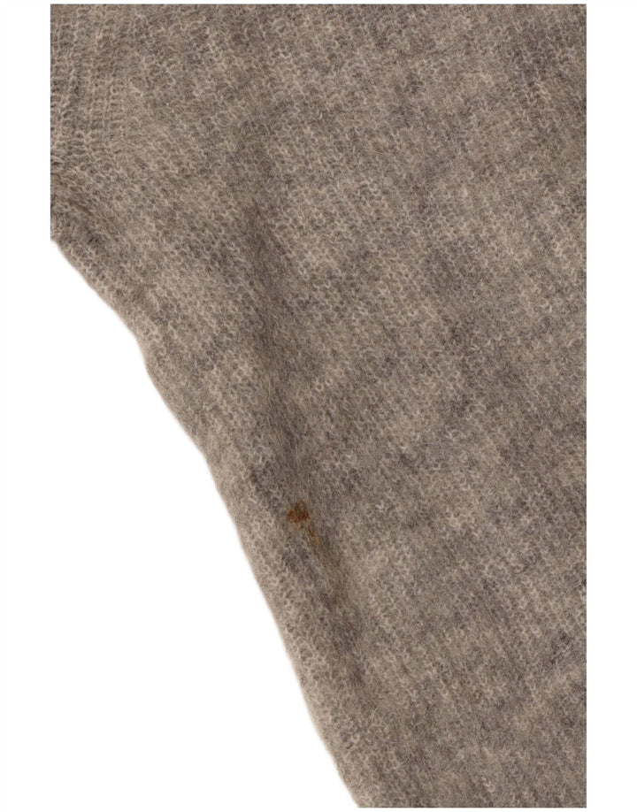 Maglione ZARA da donna corto con scollo a V UK 14 grigio medio screziato
