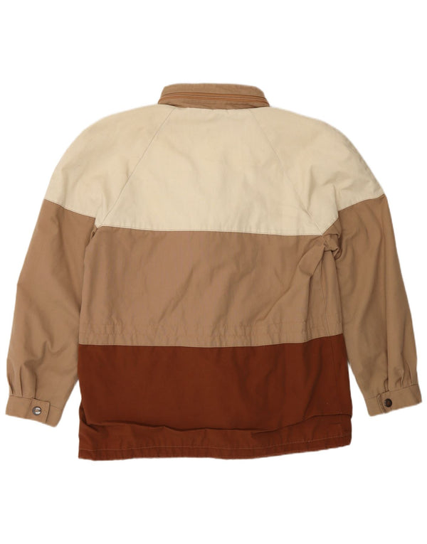 Giacca a vento vintage da uomo con cappuccio IT 46 Small Beige Colourblock