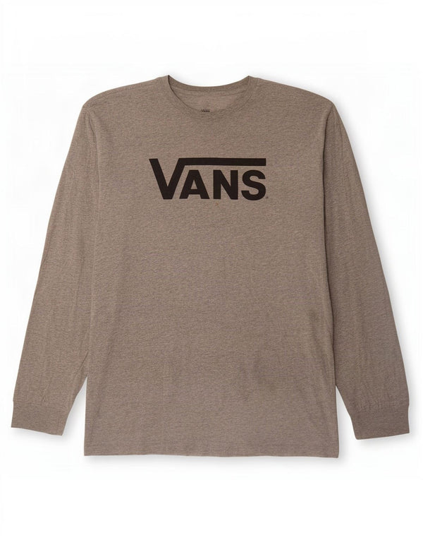 Vans Maglietta da uomo con vestibilità classica, grafica, manica lunga, grande, cotone chiazzato grigio