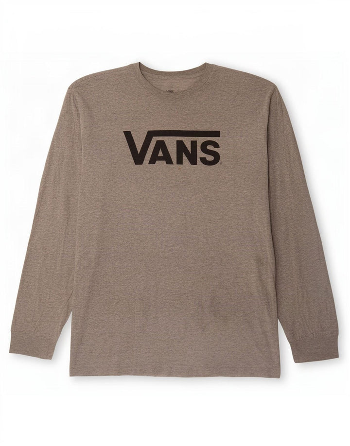 Vans Maglietta da uomo con vestibilità classica, grafica, manica lunga, grande, cotone chiazzato grigio