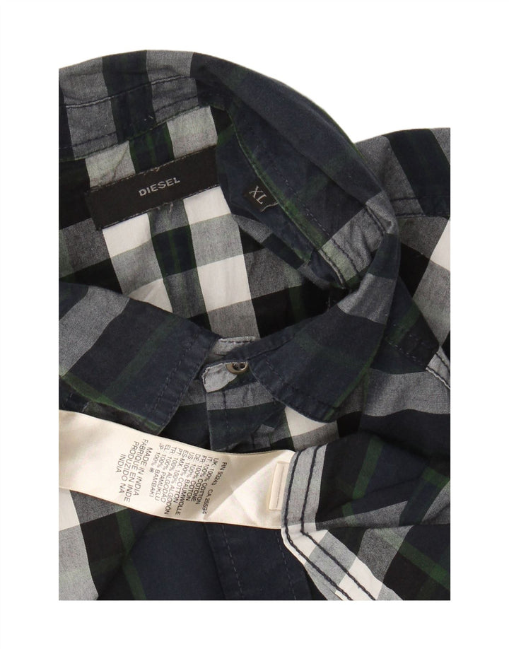Camicia da uomo DIESEL XL in cotone a quadri blu navy