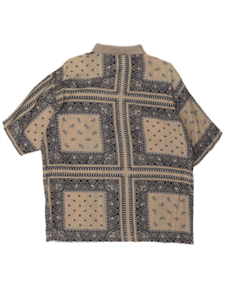 Camicia pullover a maniche corte da uomo Alcatraz in viscosa Paisley beige medio