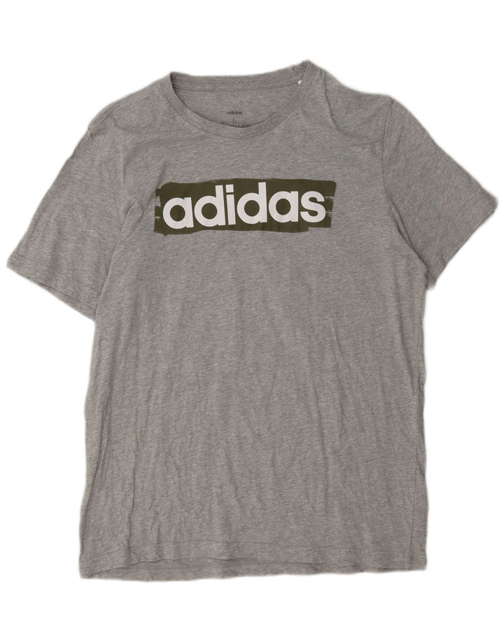 T-shirt grafica da uomo Adidas Top grande in cotone grigio