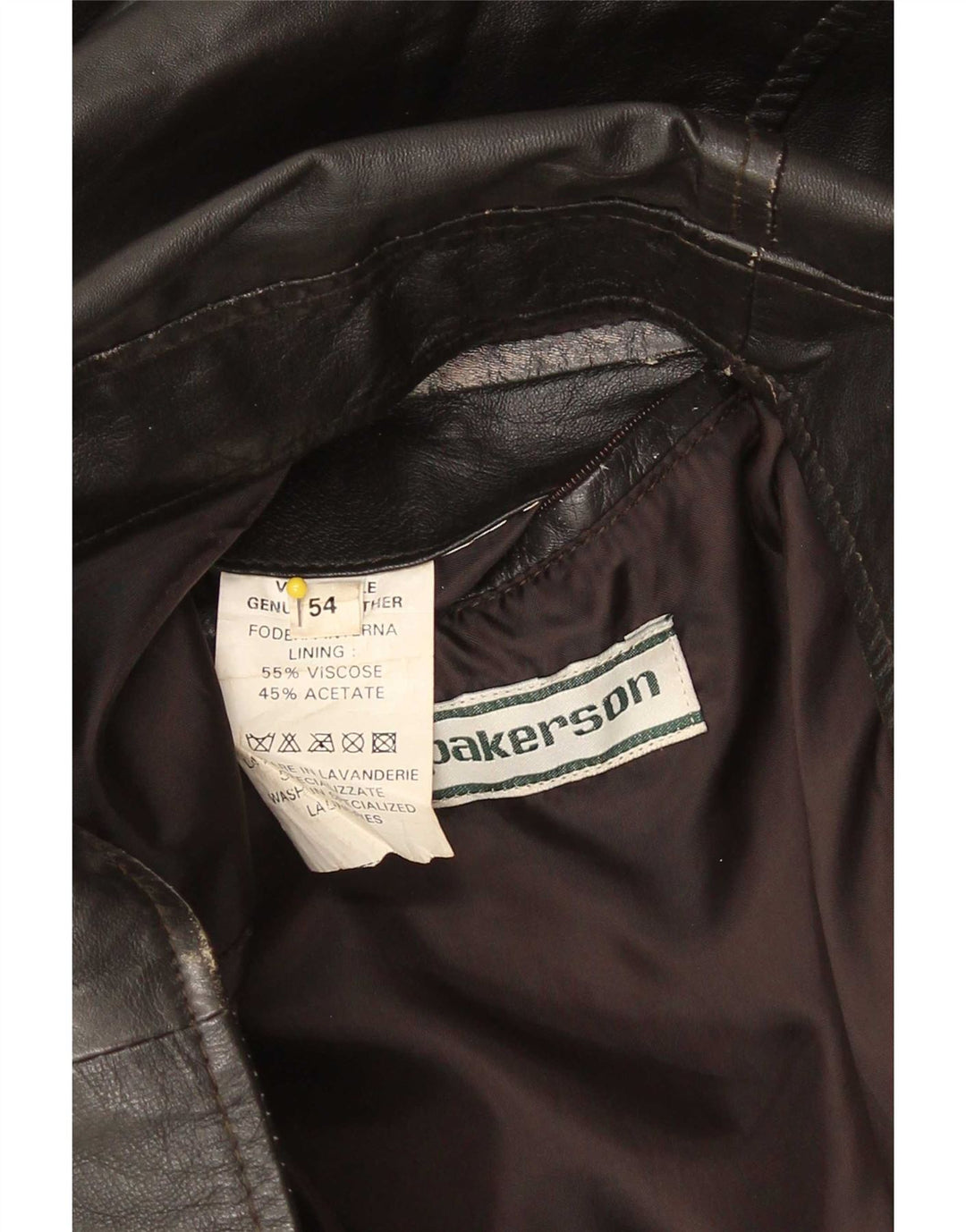 Giacca in pelle vintage da uomo IT 54 2XL Marrone