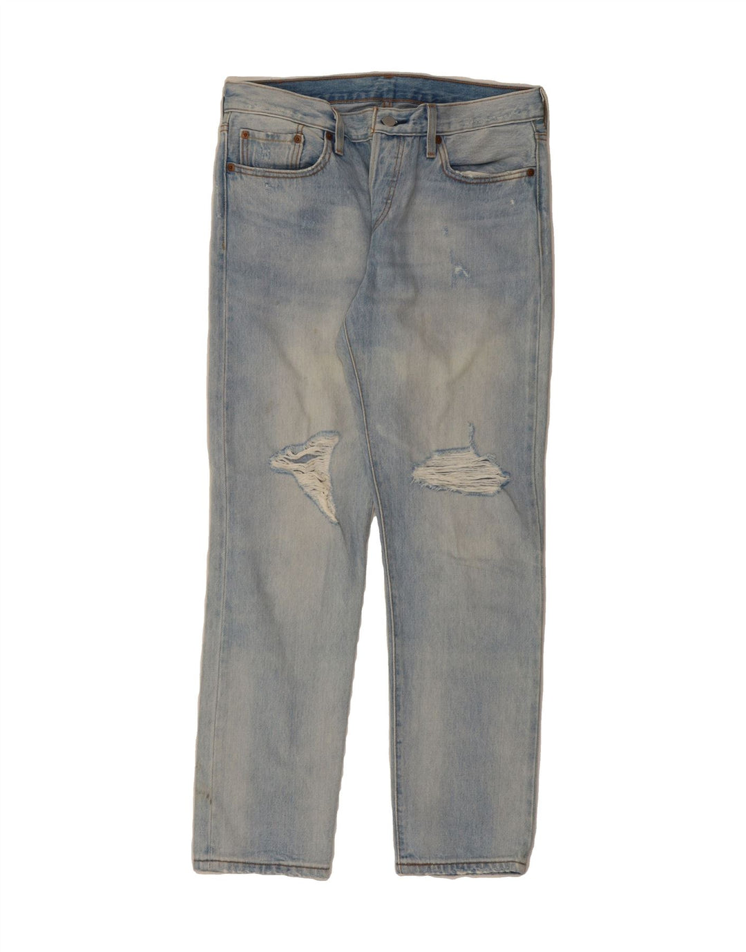 LEVI'S Mens 501 Distressed Straight Jeans W28 L30  Blue Cotton Vintage Levi's and Second-Hand Levi's from Messina Hembry 