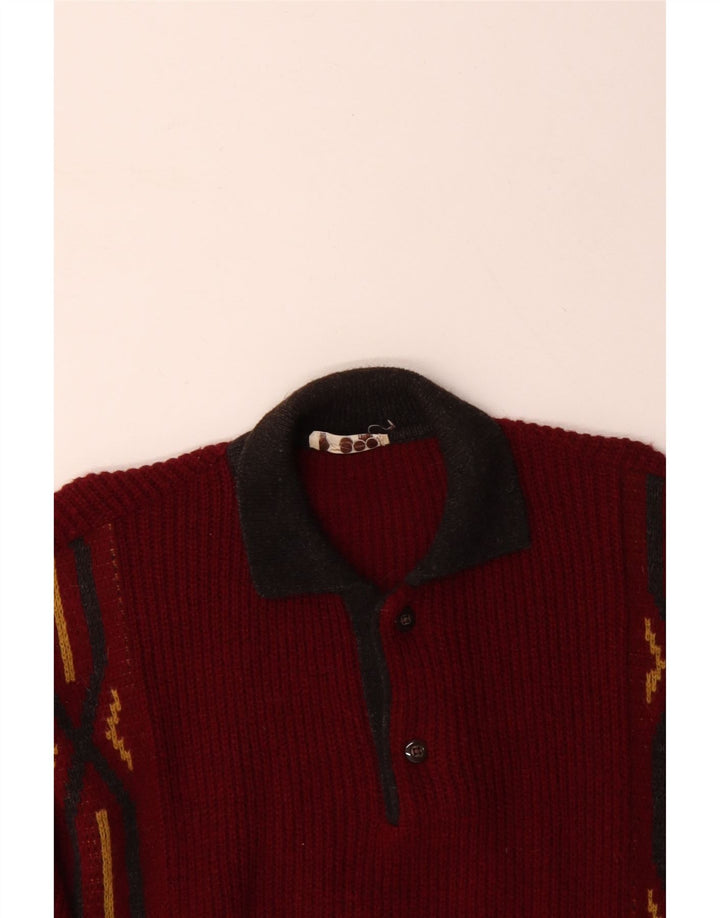 Maglione da uomo con collo alto VINTAGE grande rosso geometrico