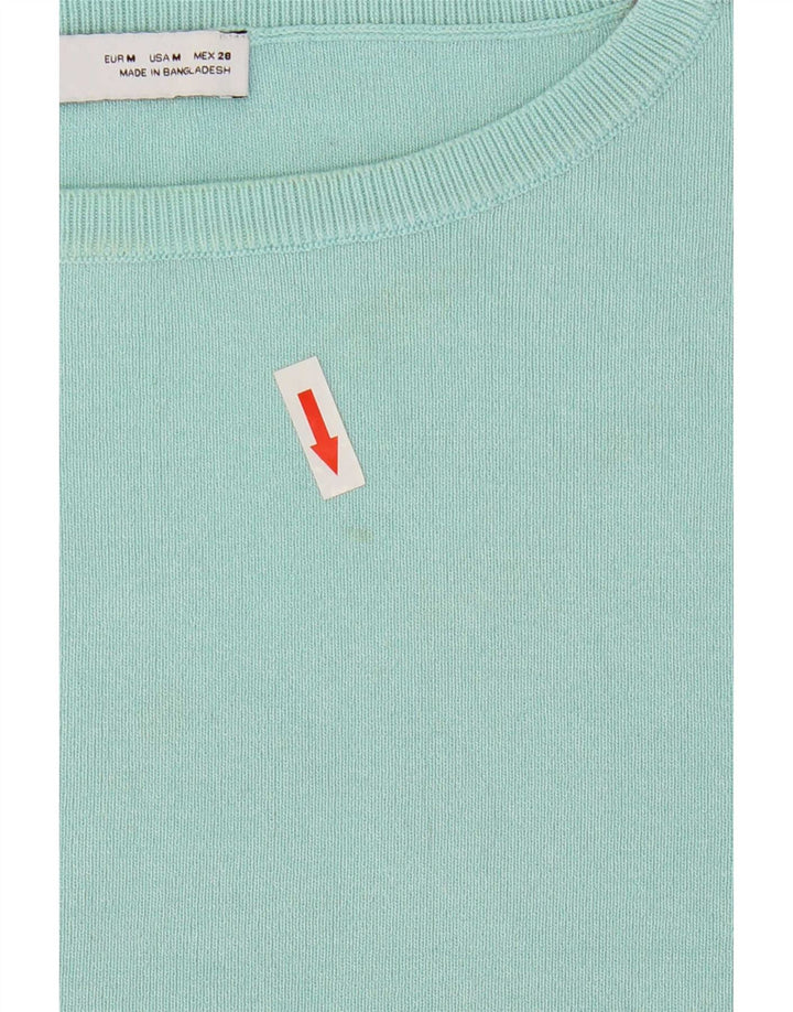 T-shirt corta da donna Zara Top UK 12 viscosa turchese medio