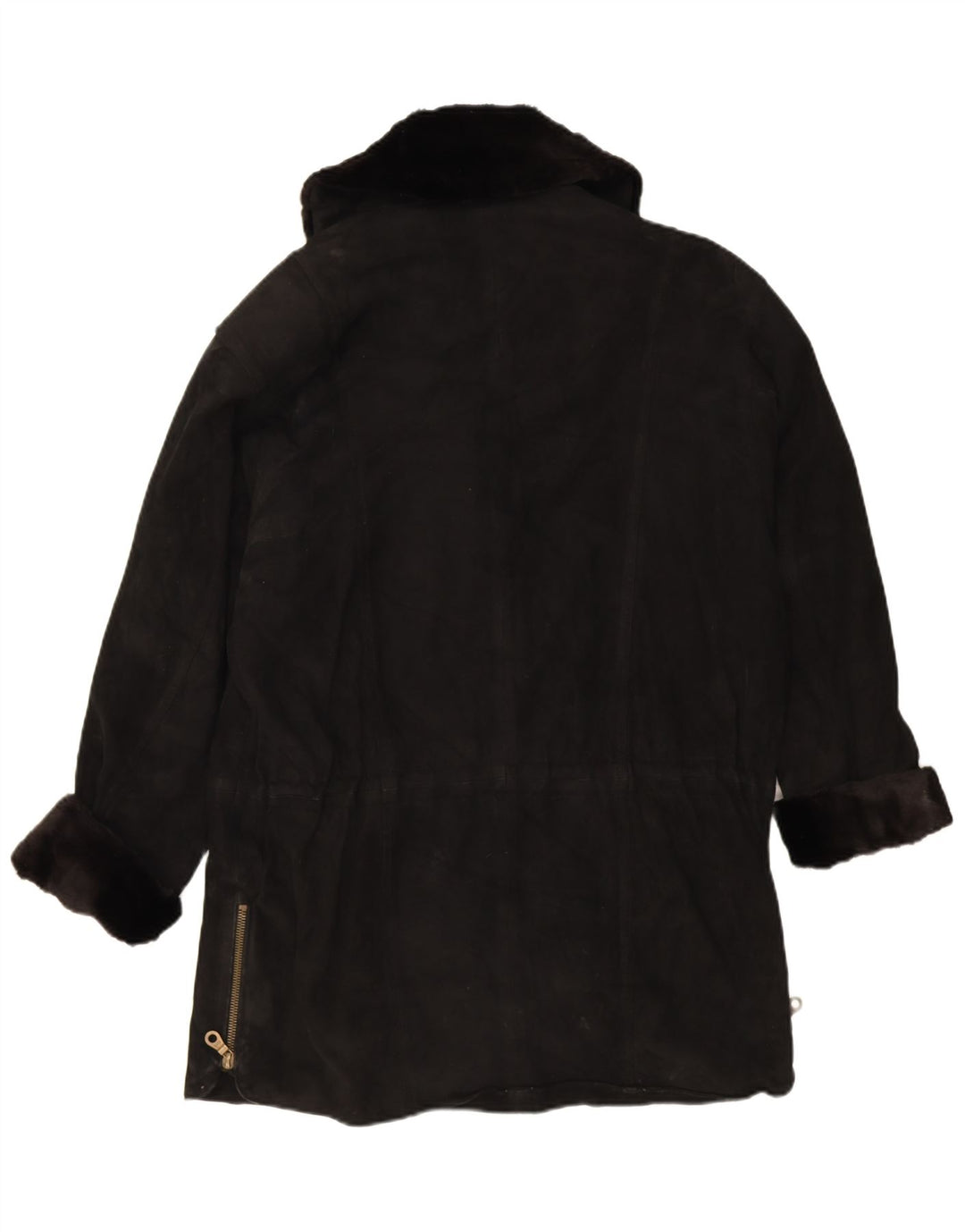 Soprabito oversize in pelle scamosciata vintage da donna EU 38 in pelle nera media