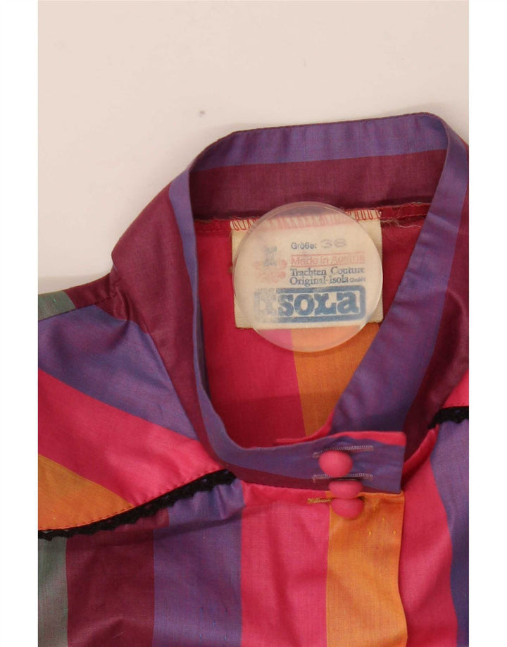 Camicetta camicia a maniche corte da donna vintage EU 38 a righe multicolori medie