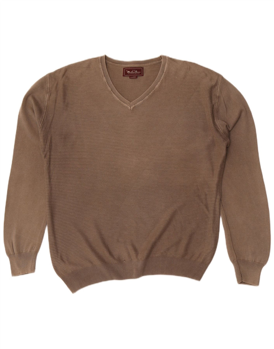 Marlboro Classics Maglione da uomo con scollo a V XL a righe kaki