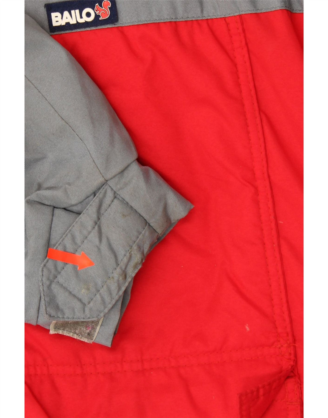 BAILO Mens Hooded Padded Jacket IT 48 Medium Red Colourblock Polyester Vintage Bailo and Second-Hand Bailo from Messina Hembry 