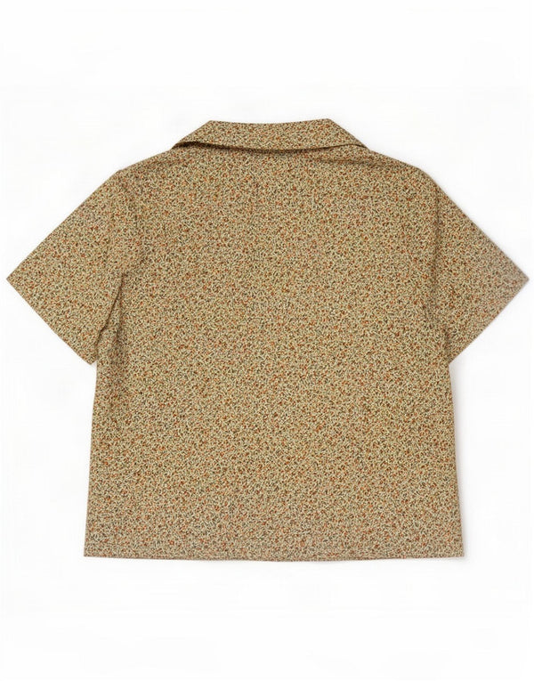 Camicia vintage da donna a maniche corte UK 14 Beige medio floreale