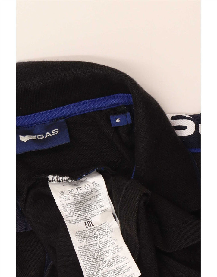 Polo grafica da uomo Gas in cotone color block medio nero