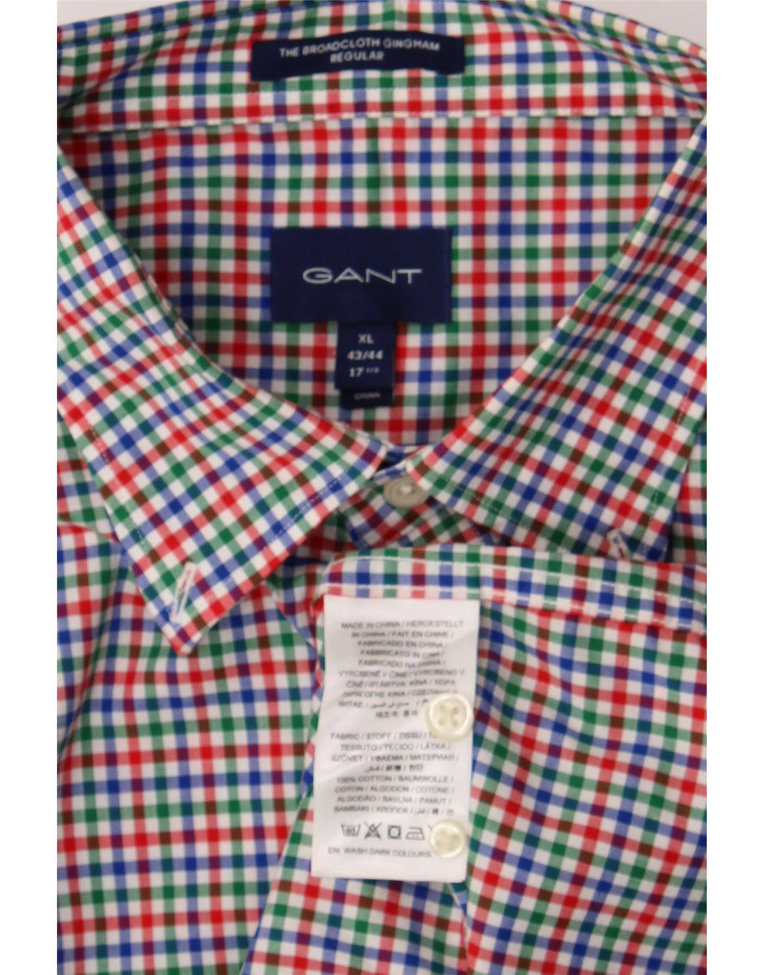 Gant Camicia a maniche corte da uomo taglia 17 1/2 XL a quadretti multicolore
