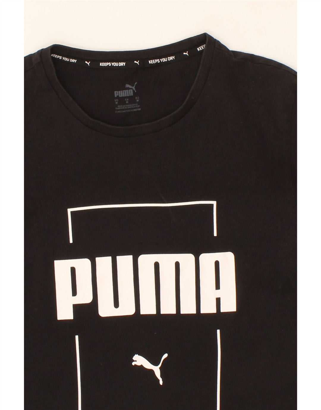 PUMA Mens Graphic T-Shirt Top Medium Black Cotton Vintage Puma and Second-Hand Puma from Messina Hembry 