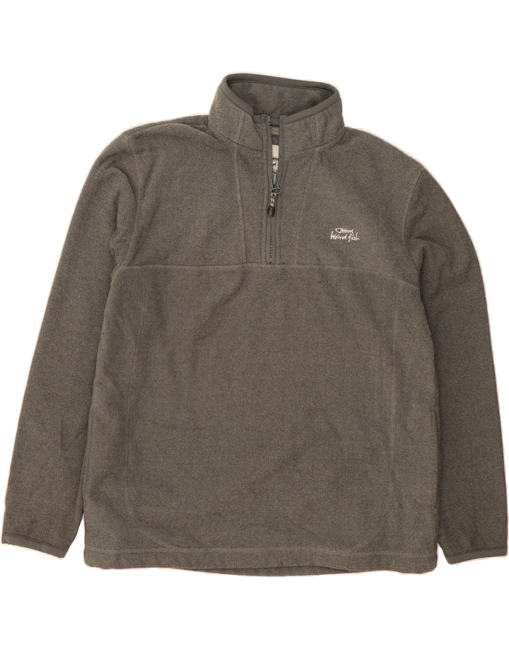 WEIRD FISH Mens Zip Neck Sweatshirt Jumper Medium Grey Polyester Vintage Weird Fish and Second-Hand Weird Fish from Messina Hembry 