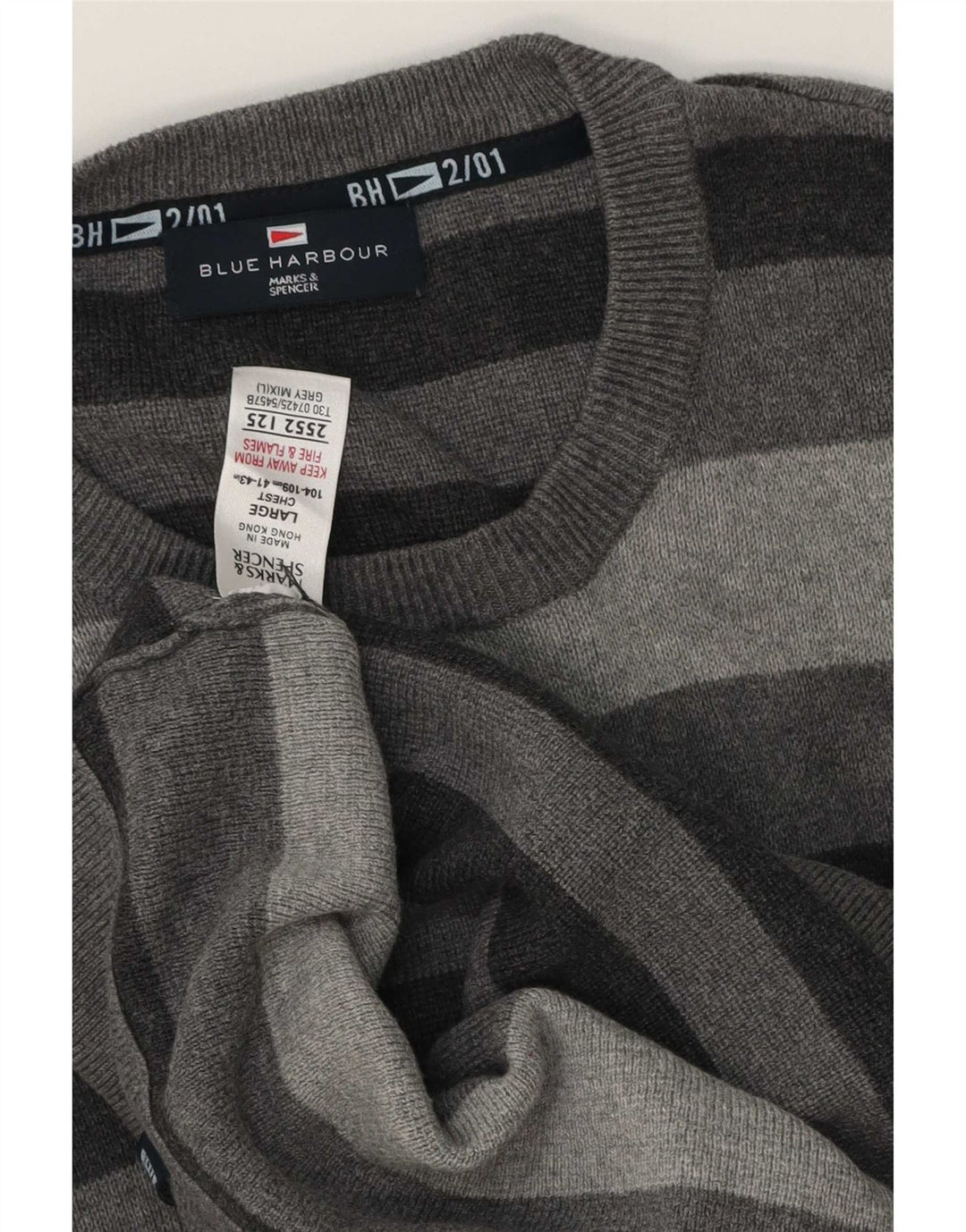 Maglione maglione girocollo da uomo Marks & Spencer blu Harbour grande grigio