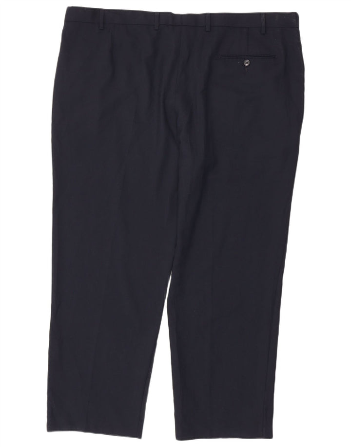 Pantaloni da abito vestibilità regolare da uomo Marks & Spencer W46 L31 poliestere blu navy