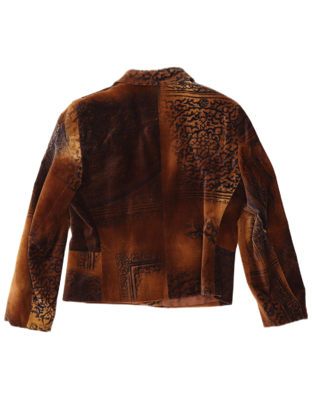 Giacca blazer da donna a 4 bottoni in velluto Taifun UK 12 Paisley marrone medio