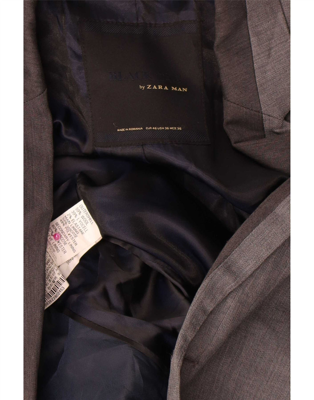 Giacca blazer da uomo a 2 bottoni Zara UK 38 in lana grigio medio