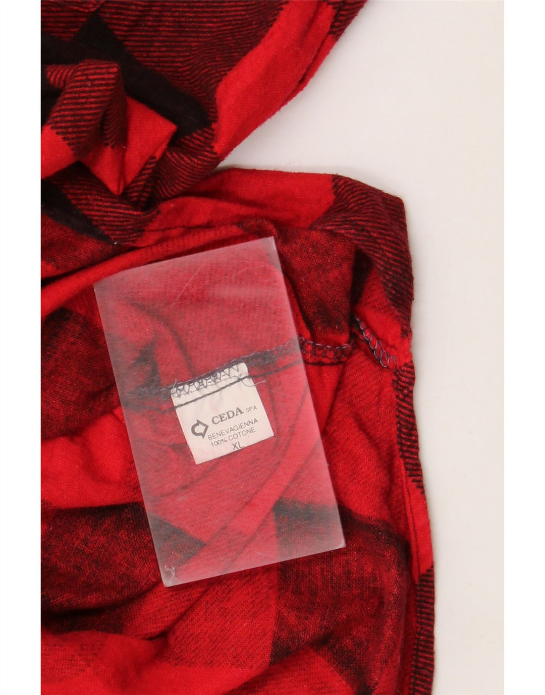 Camicia vintage da uomo in flanella XL in cotone a quadretti rossi