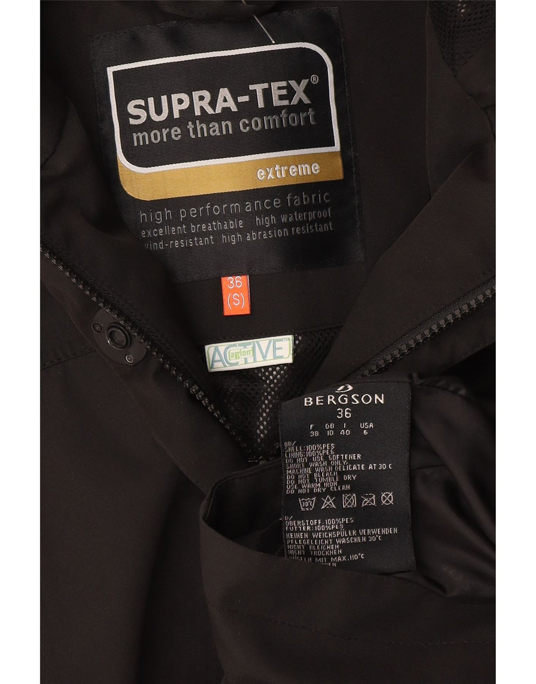 Giacca a vento con cappuccio da donna Bergson UK 10 Small Poliestere nero