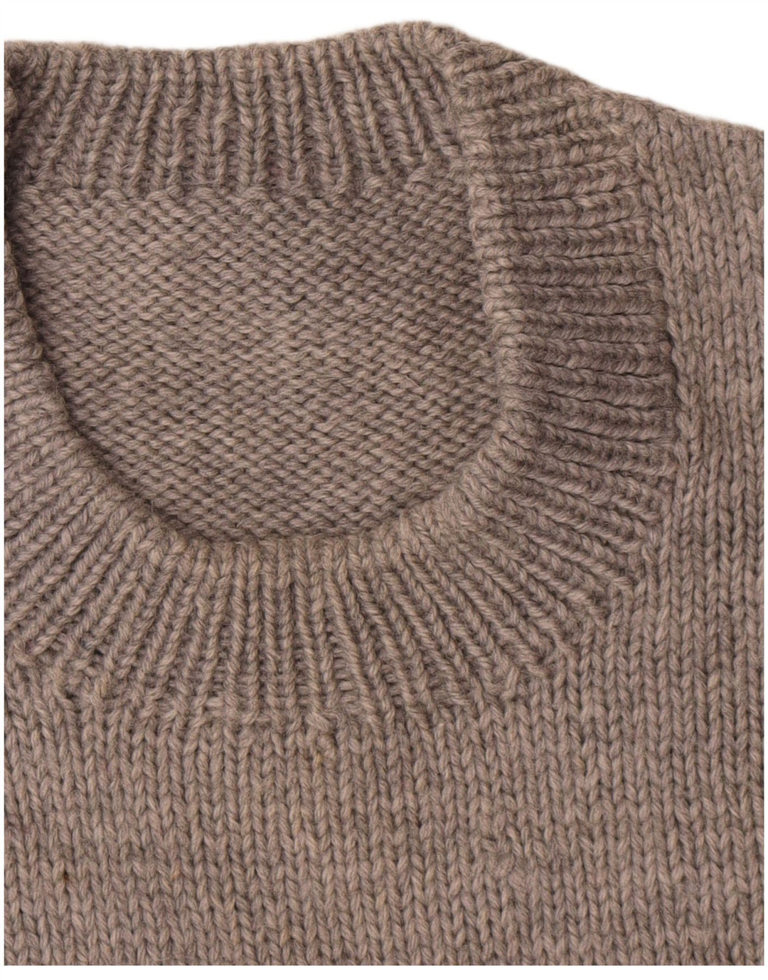 Maglione maglione girocollo da donna vintage UK 14 a righe grigio medio