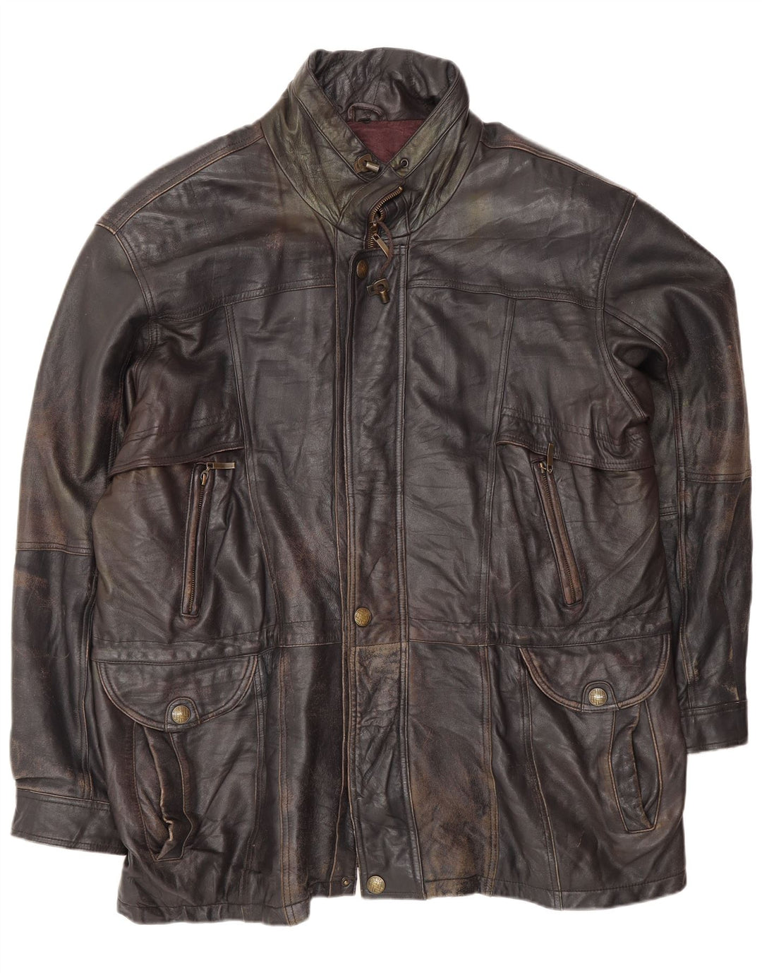 Giacca in pelle vintage da uomo UK 44 2XL Pelle nera