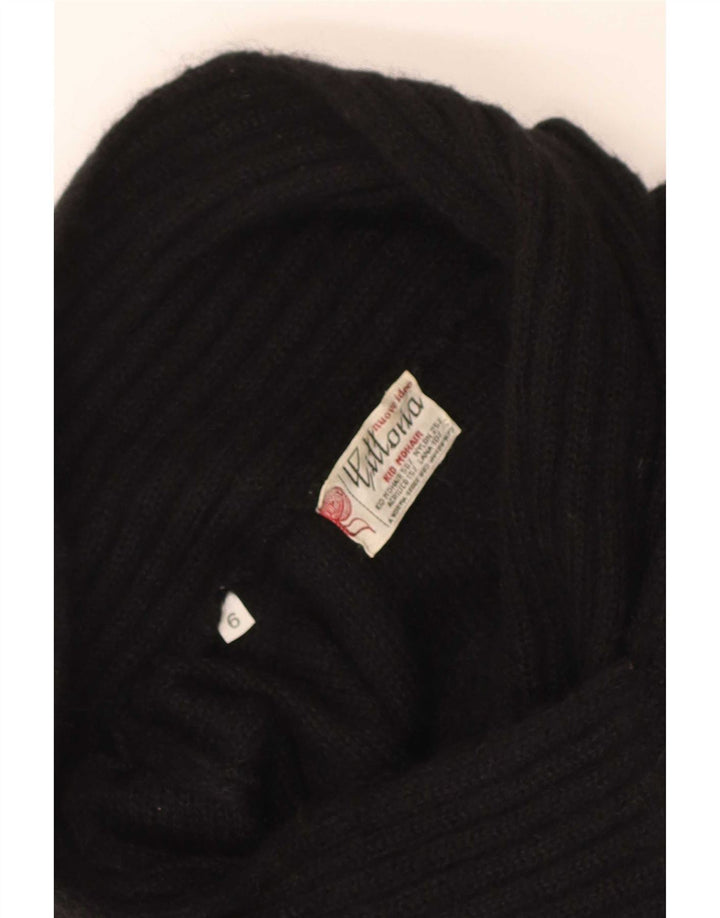 Maglione maglione vintage da donna con collo a scialle US 6 Mohair nero medio