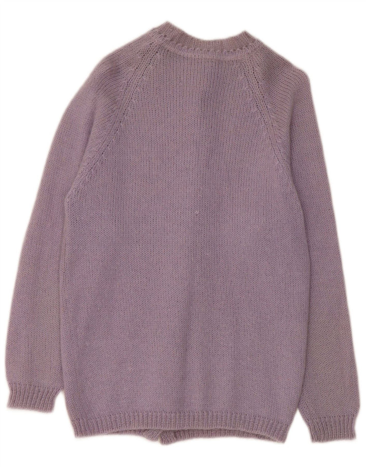 Maglione cardigan da donna vintage UK 10 piccolo viola