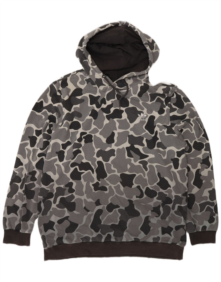 Felpa con cappuccio da uomo Adidas Large grigia mimetica