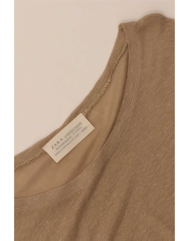 T-shirt Zara da donna Top UK 14 grande beige screziato