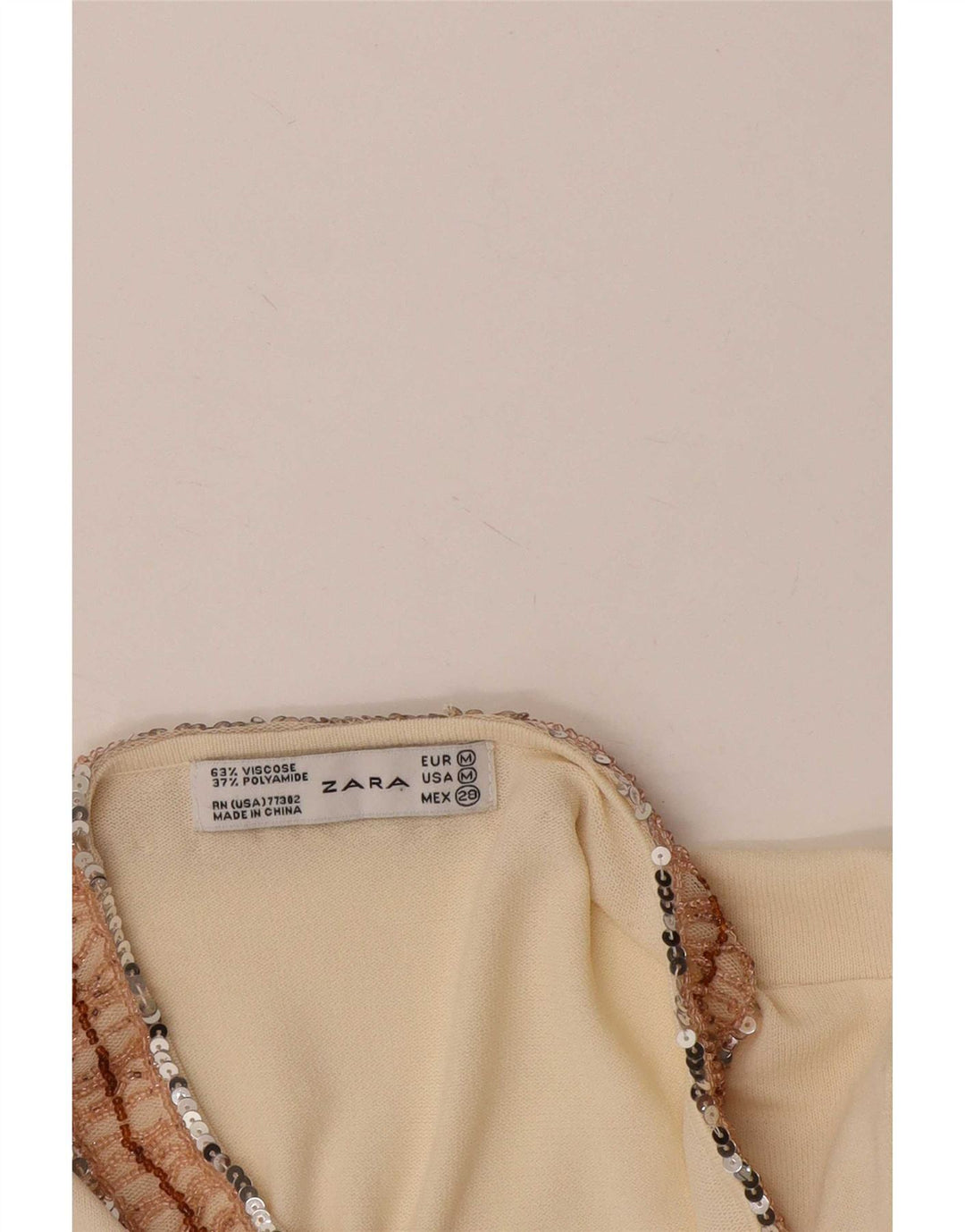 Top Zara da donna a maniche lunghe UK 12 Viscosa beige medio