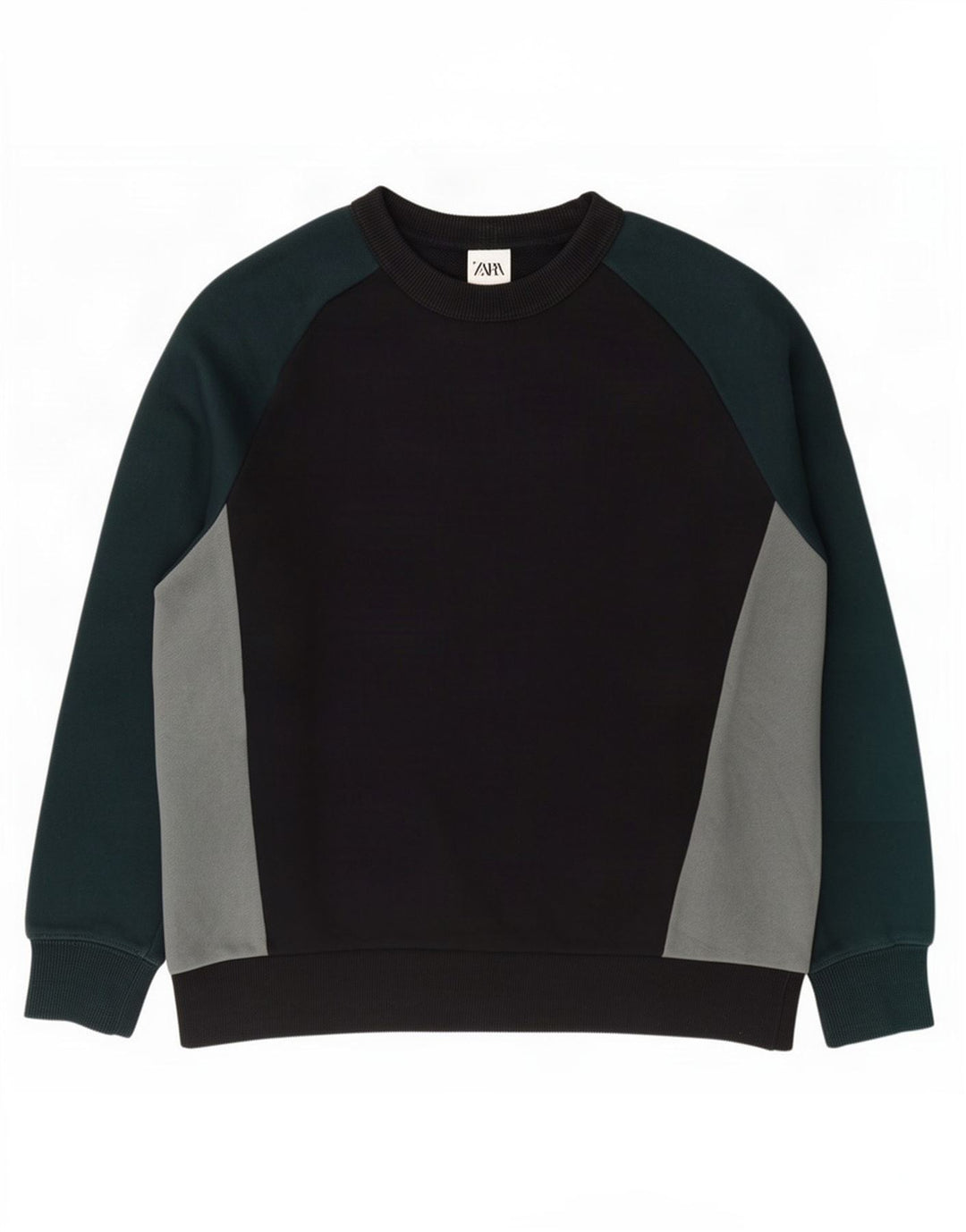Zara Uomo Felpa Maglione Medio Nero Colorblock