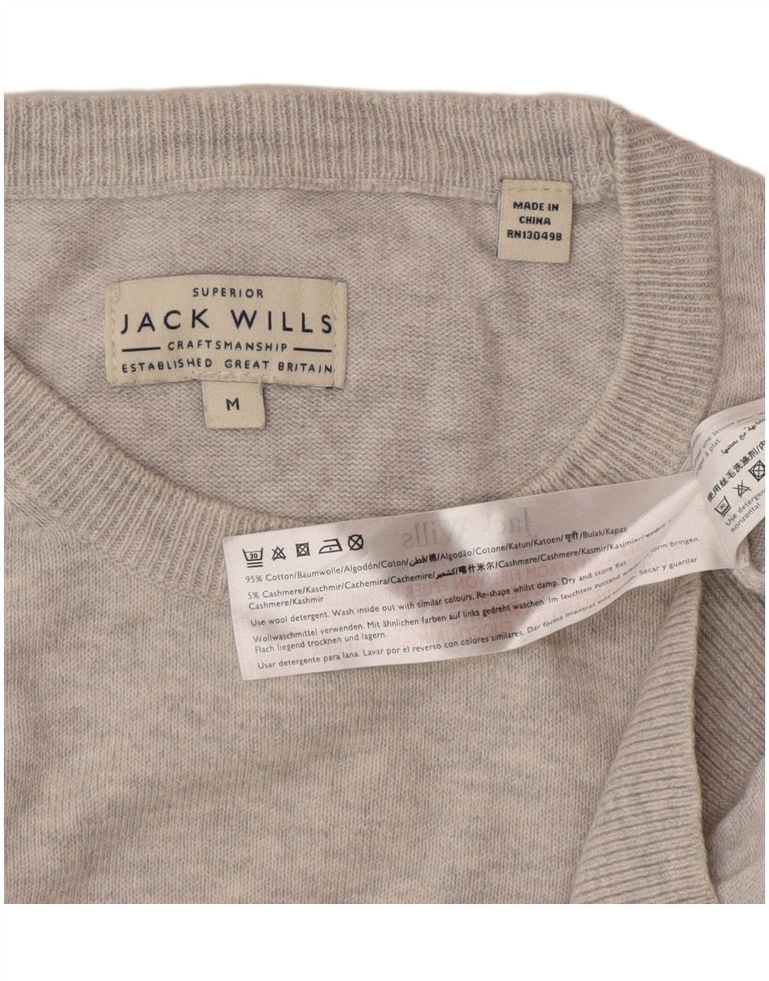 Maglione maglione girocollo da uomo Jack Wills in cotone grigio medio
