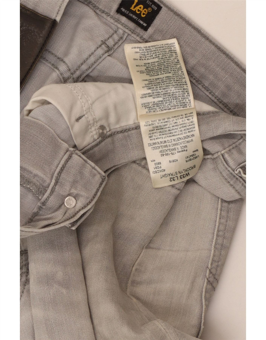 Jeans dritti da uomo LEE W33 L32 Grigi